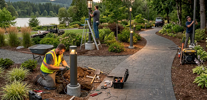 Landscape Post, Pole, and Bollard Lighting Installation in Springdale